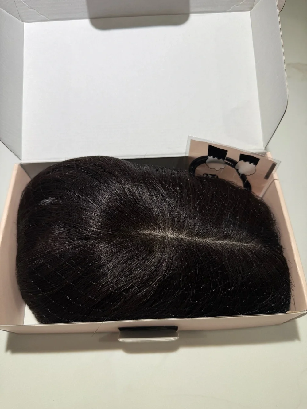 💯% HUMAN 10-12” Topper with Bangs, Straight Dark Brown/Almost Black